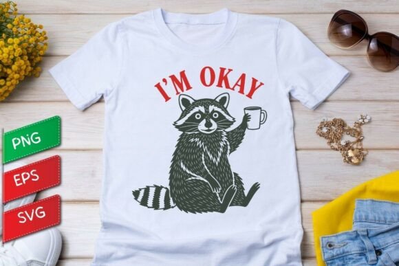 I m Okay Raccoon T-Shirt Design SVG