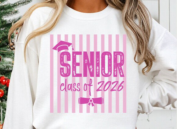 Striped Senior Class of 2026 Graphics for T-Shirt Designs